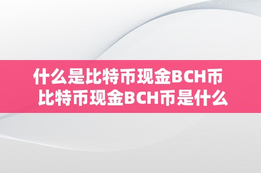 比特币现金 BCH 币：比特币分叉币，解决网络拥堵和高手续费问题